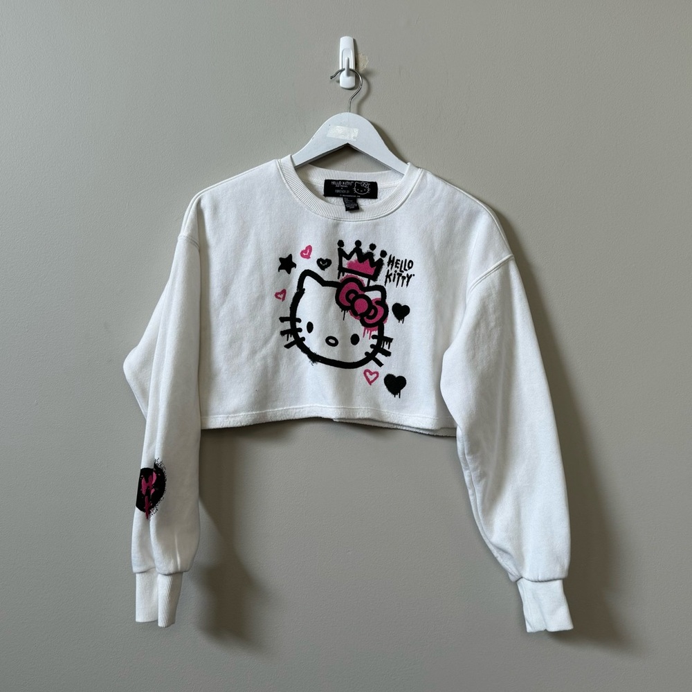 Hello Kitty & Friends Sanrio Forever 21 cropped white pullover crewneck sweater